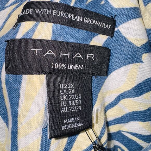 TAHARI Women’s Plus 2X Floral Linen Collared Shift Dress Nwt - Picture 5 of 6